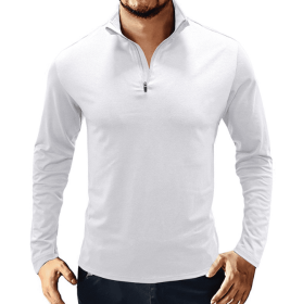 Men's Casual Polo Shirts 1/4 Zip Long Sleeve Shirt Outdoor Stand Up Collar Slim Fit Shirts (size: medium)